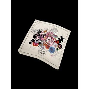 Juicy Couture 90's Floral Square Scarf 35"x35" Maxi Floral Print Pink White Y2K